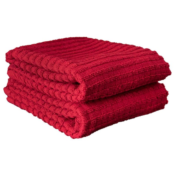 Set of 2 Red Stars & Stripes Ruffle Microfiber Dish Towels 