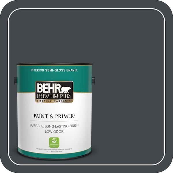 BEHR PREMIUM PLUS 1 gal. #PPU24-23 Little Black Dress Semi-Gloss Enamel Low Odor Interior Paint & Primer
