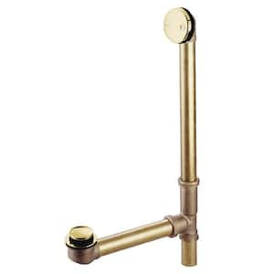 16 in. Bathtub Waste and Overflow Drain, Polished Brass