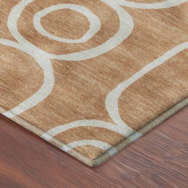 Mayfield Premium Machine Washable Abstract AMF2344 Rust 8 ft. x 8 ft. Round Rug