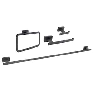 Chicago Series 4-Piece Bath Hardware Set with 18 in. Towel Bar in Black