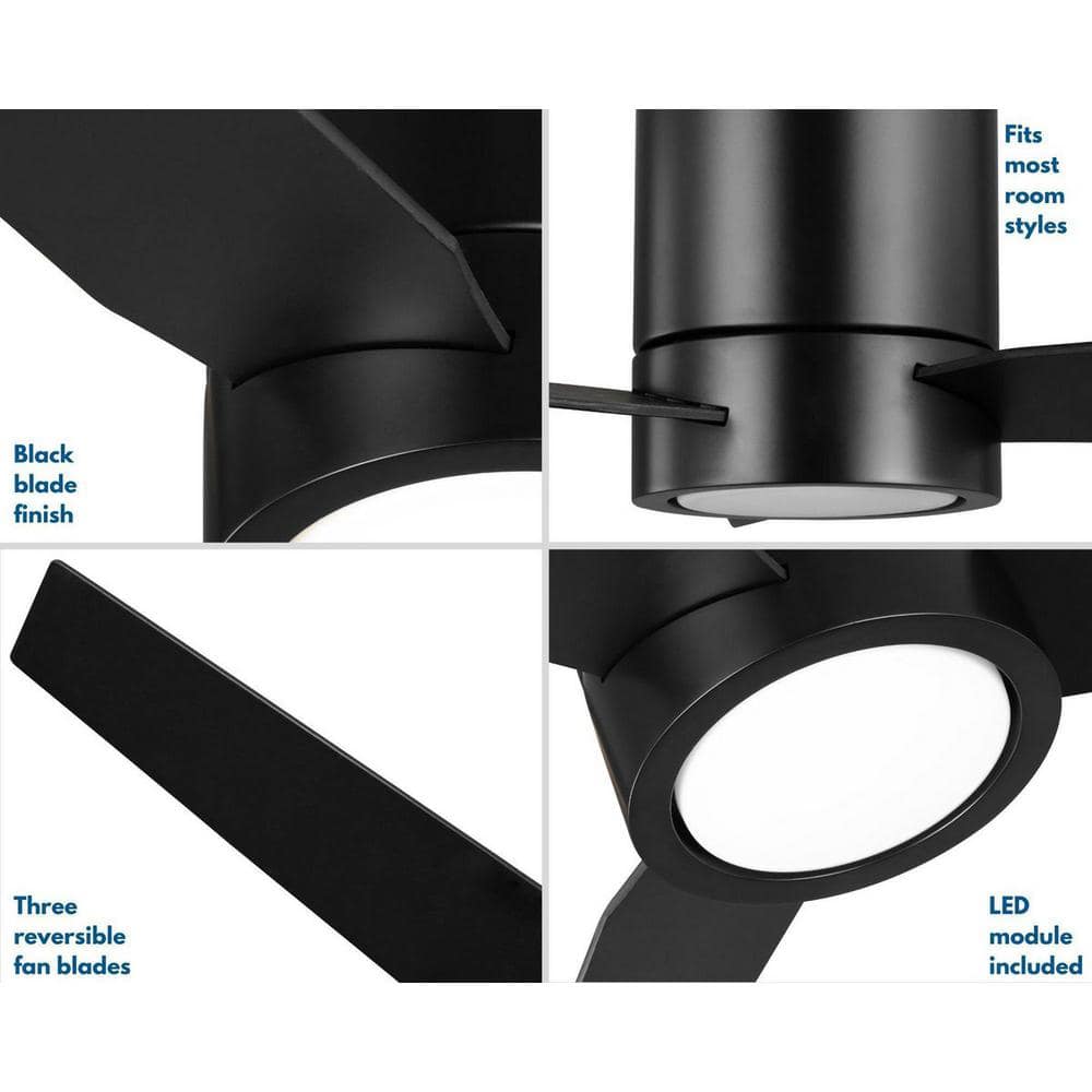 Braden 44" Matte Black LED Ceiling Fan with Reversible Blades