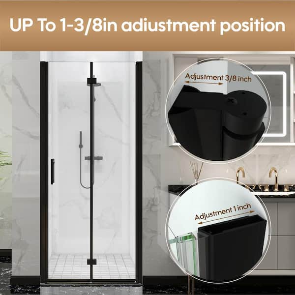 FORCLOVER 34 in. W to 35-3/8 in. W x 72 in. H Bi-Fold Frameless Shower Door in Chrome with Clear Glass