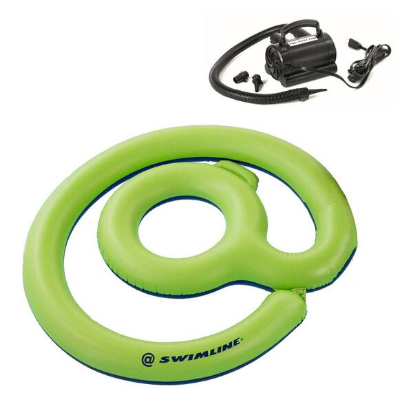 SWIMLINE 62 in. x 62 in. Inflatable At Sign Float Plus Electric Air Pump Inflator