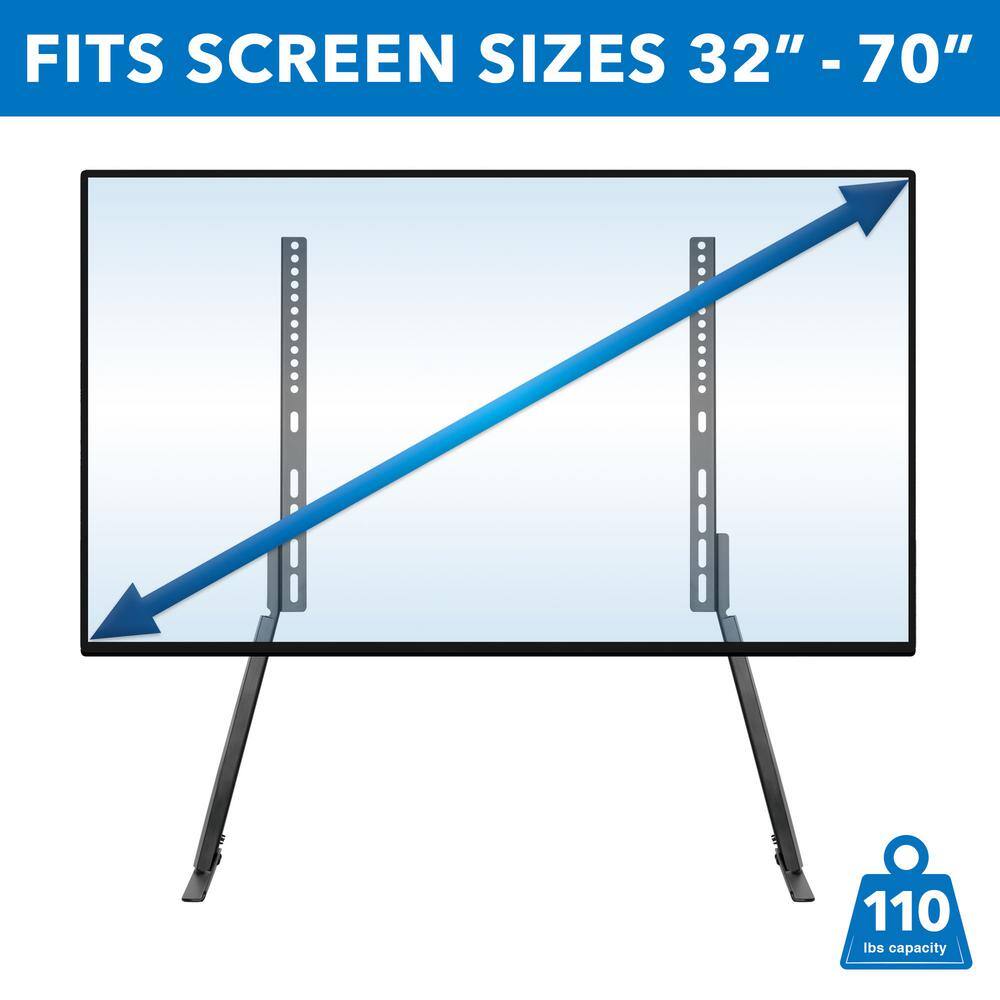 Black Heavy Duty Steel Tilting Tabletop TV Stand with Riser