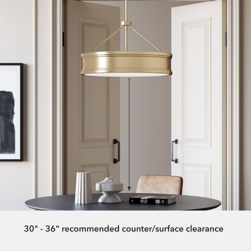 Alturas Gold 24-Inch Drum Pendant Light with Glass Diffuser