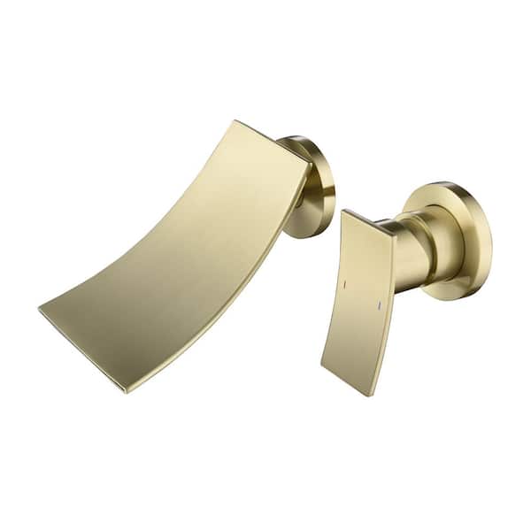 Zalerock Arcs Waterfall Single Handle Wall Mounted Bathroom Faucet in Gold