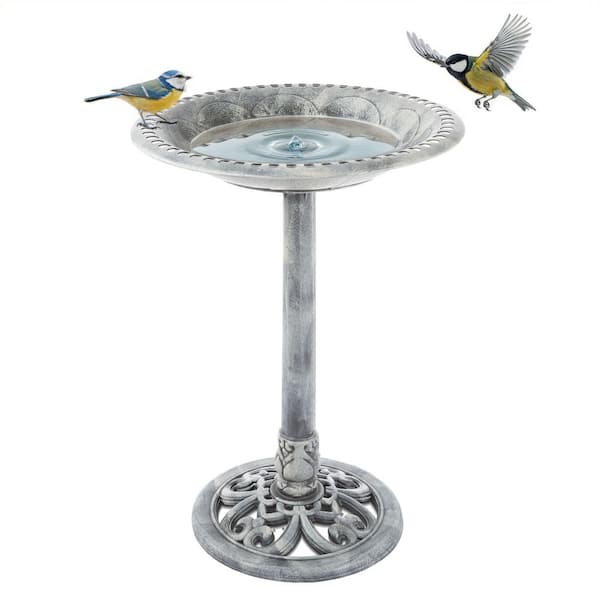 Weather Resistant Antique Bird Bath in Gray