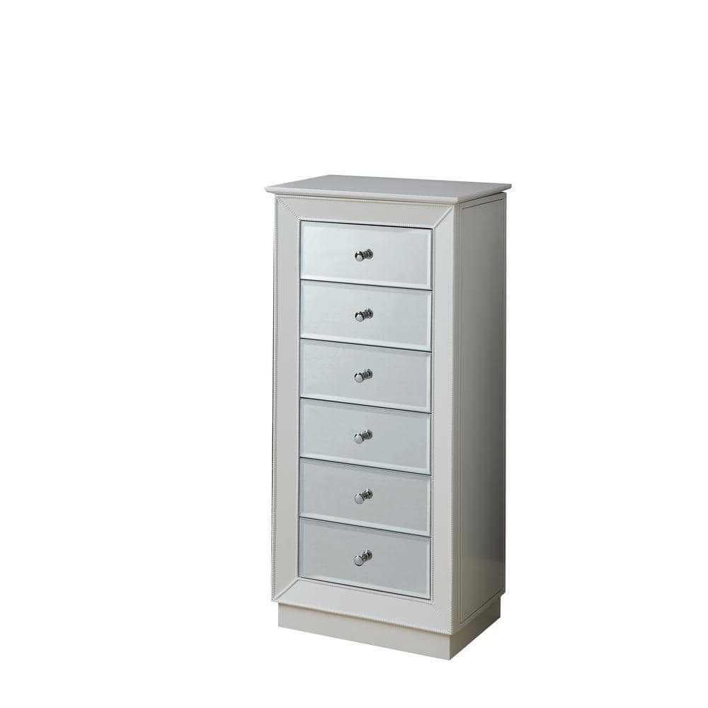 Classical Rectangular White Double Side Opening Jewelry Armoire