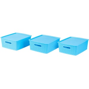 HOMZ 10 Gallon Heavy Duty Plastic Storage Container, Capri Blue (4