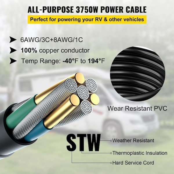 VEVOR RV Power Extension Cord 50 ft. 50 Amp 250-Volt Generator Cord N14-50P  to SS2-50R General Purpose Cord with Twist Lock HJLJQYT50X50DSK01V1 - The  Home Depot