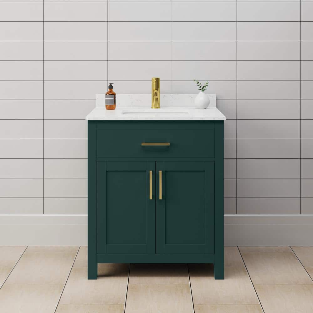 Beckett 30" Dark Gray Freestanding Vanity with Cultured Marble Top
