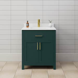 Beckett 30 in. W x 22 in. D x 35 in. H Single Sink Bathroom Vanity in Dark Gray with Carrara Cultured Marble Top