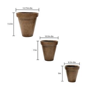 SML Composite Fence Pots Plain for Shadow Box Fences in a Dark Terracotta Finish (Set of 3)