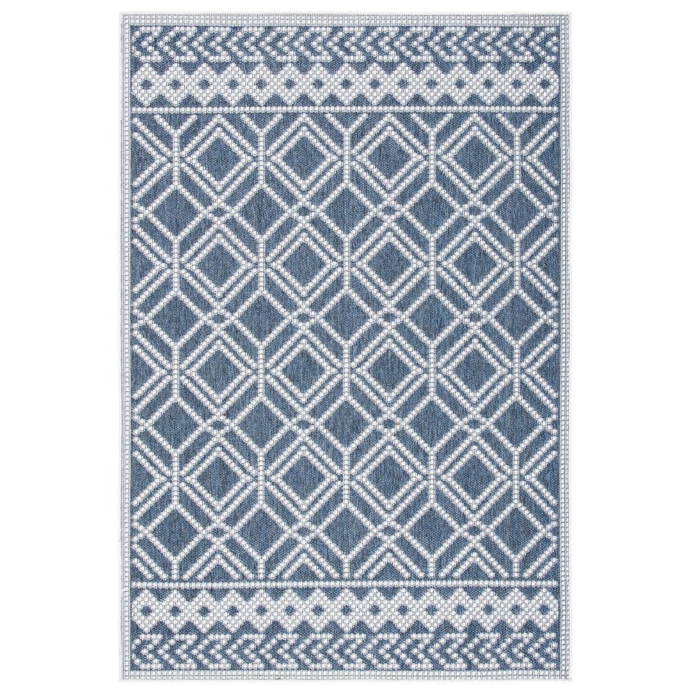 SAFAVIEH Martha Stewart Indoor Outdoor Gray/Ivory 7 ft. x 9 ft. Diamond Trellis Indoor/Outdoor Area Rug MSRO374F-6 - The Home Depot