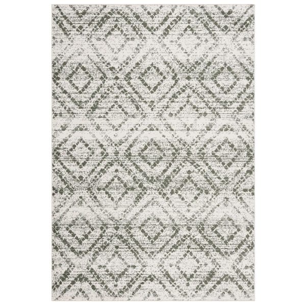 SAFAVIEH Adirondack Ivory/Dark Green 8 ft. x 10 ft. Multi-Diamonds Area Rug