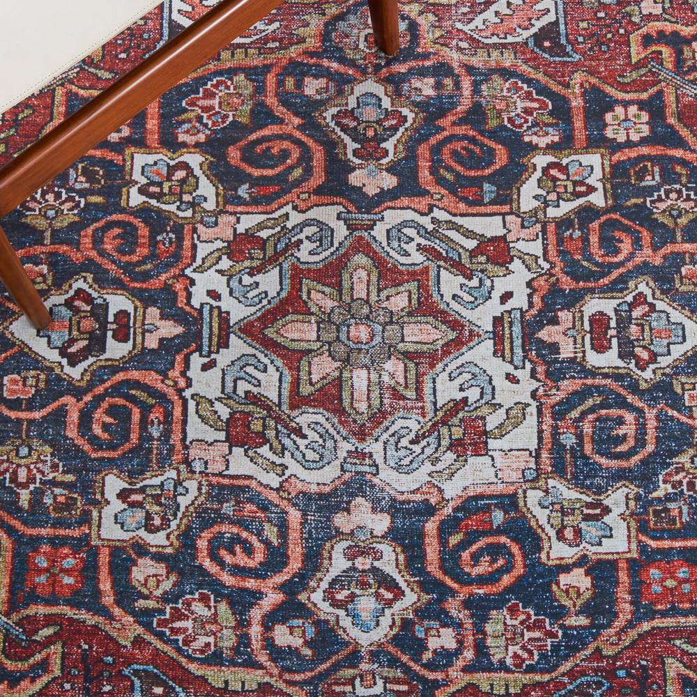 Tucson Red and Blue Synthetic 9' x 12' Washable Area Rug