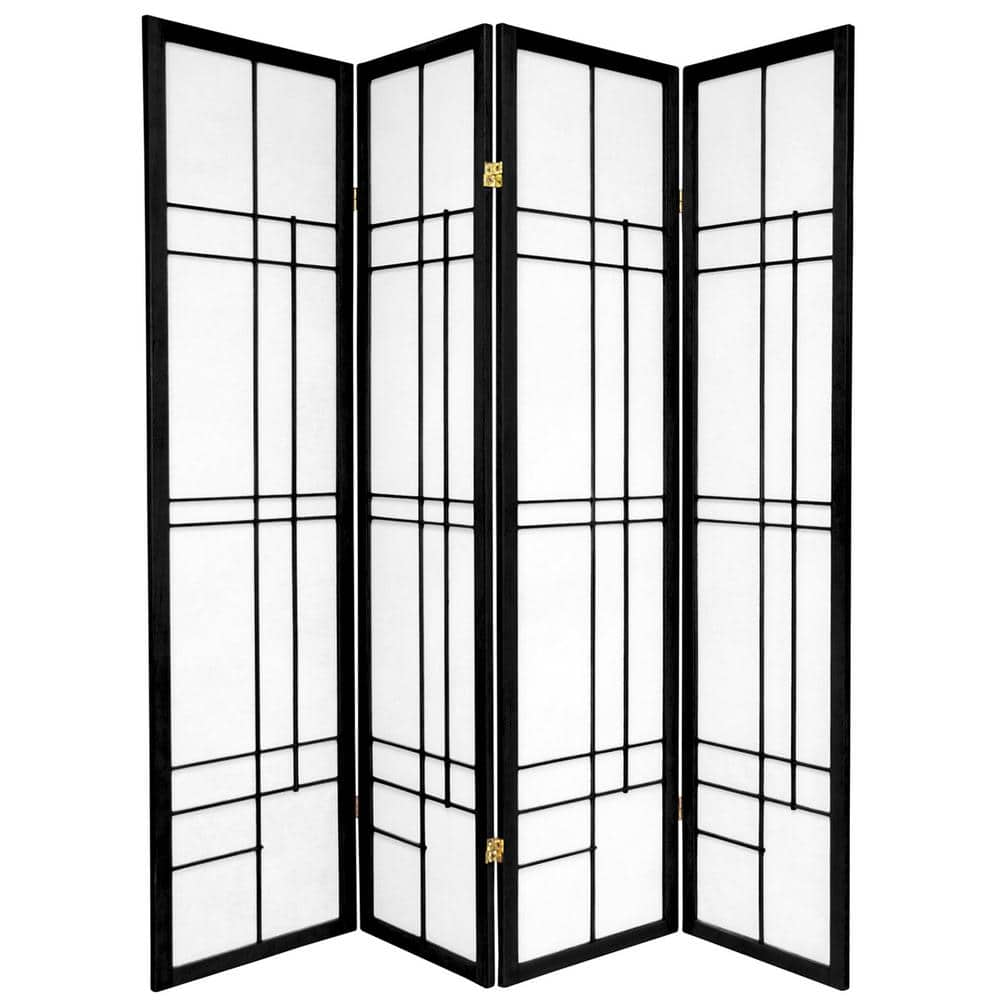 Oriental Furniture 6 ft. Black 4-Panel Room Divider CEUD-4P-BLK - The ...