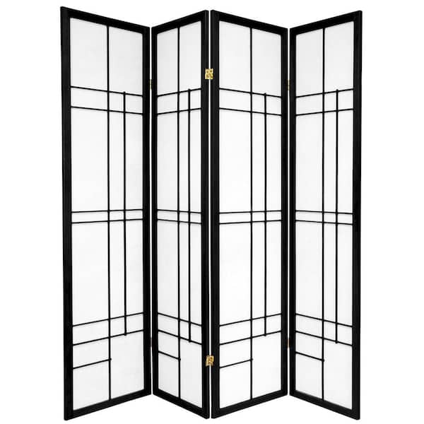 Oriental Furniture 6 ft. Black 4-Panel Room Divider