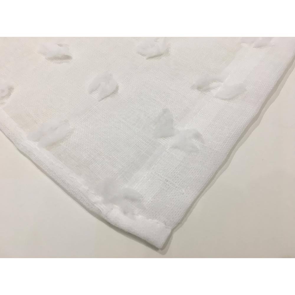 White Faux Linen 3D Puff Shower Curtain with Liner