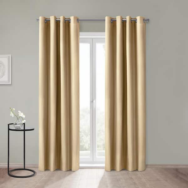 Unbranded Alpine Taupe Polyester Solid 52 in. W x 84 in. L Grommet Indoor Blackout Curtain (Single Panel)