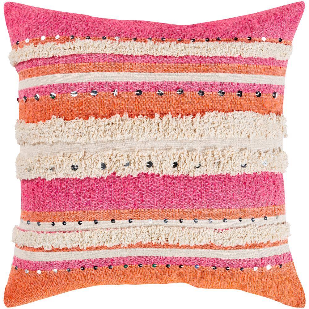 Artistic Weavers Sabia Pink Striped Textured Polyester 22 in. x 22 in