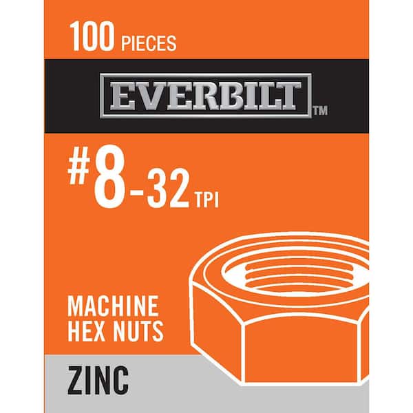 Everbilt #8-32 Zinc Plated Machine Screw Nut (100-Pack)