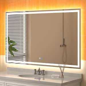 Derrin 60 in. W x 36 in. H Large Rectangular Frameless Anti-Fog Dimmable LED Wall Bathroom Vanity Mirror in Silver