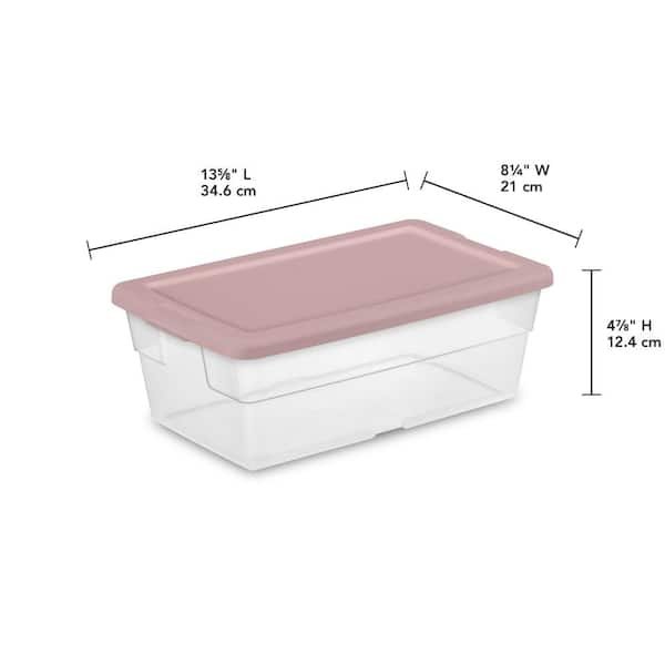 Sterilite Plastic 6 Qt. Storage Box Blush Pink Tint Set of 40