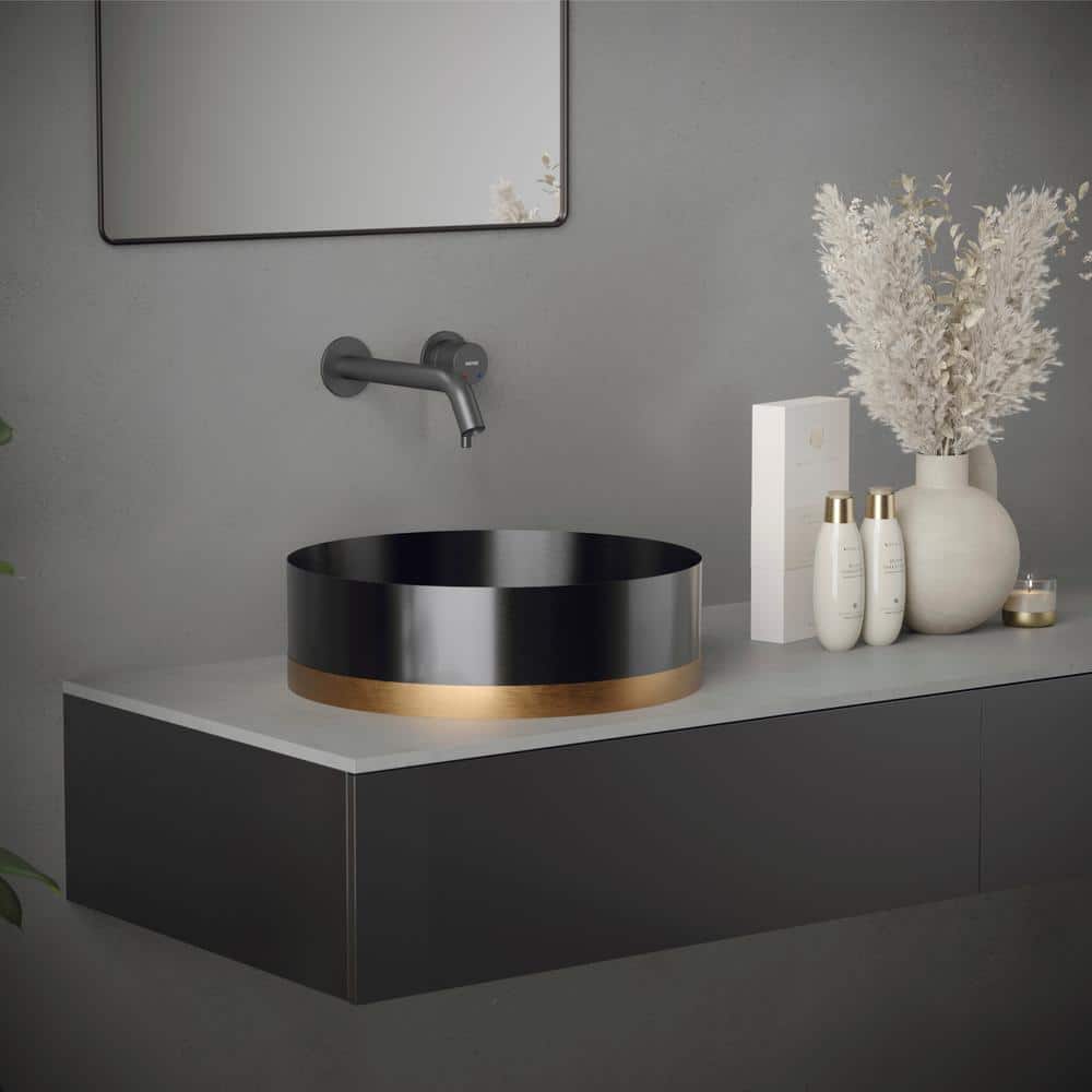 Gunmetal Gray Brass Single Handle Wall-Mount Bathroom Faucet
