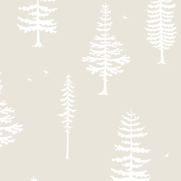Unbranded Tree With Birds Beige Peel and Stick Smooth Vinyl Wallpaper