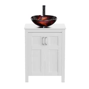 24 in. W x 19 in. D x 44 in. H Single Sink Bath Vanity in White with White Solid Surface Top