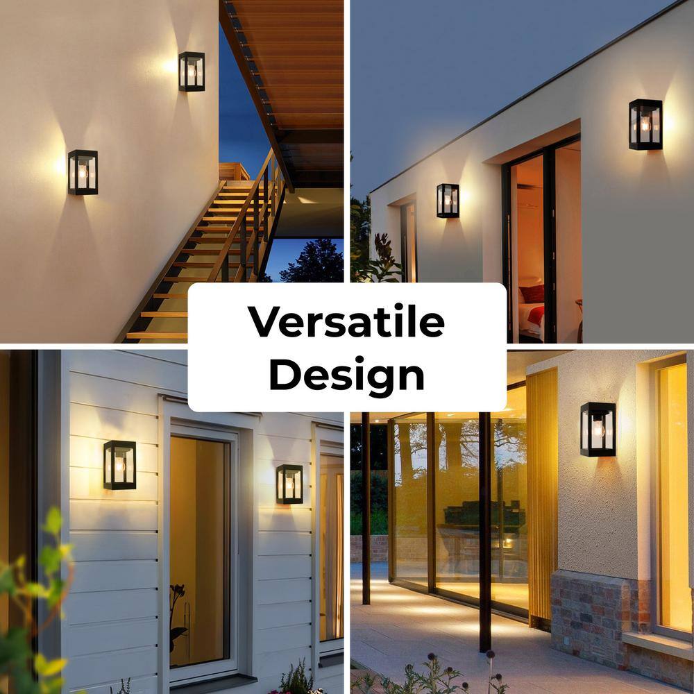 Black Aluminum Solar-Powered Outdoor LED Wall Sconce