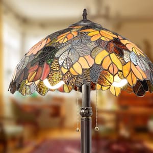 River of Goods Samantha 62.25 in. Bronze Tiffany Stained Glass