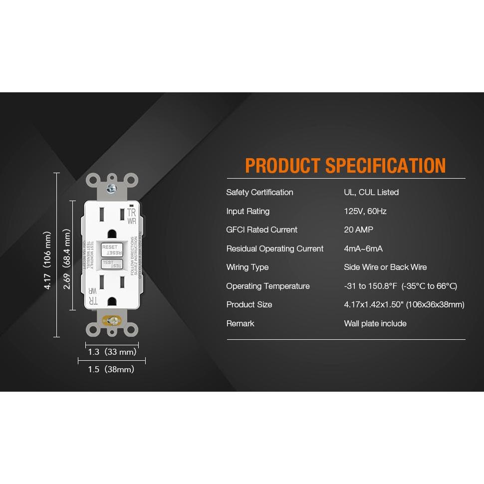 White 15 Amp Tamper Resistant GFCI Duplex Outlet with Wall Plate