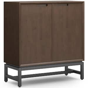 Banting Solid Hardwood 39 in. Wide Modern Industrial Medium Storage Cabinet in Walnut Brown