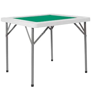 34.5 in. Granite White Plastic Tabletop Metal Frame Folding Table