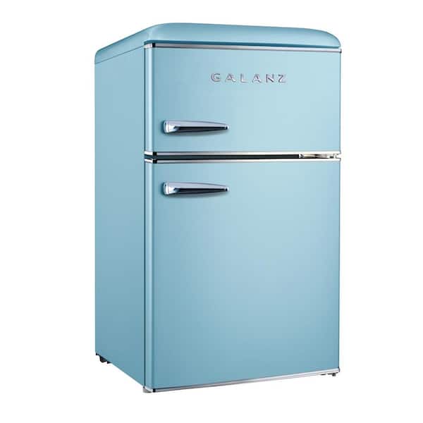 Galanz 3.1 Cu ft Two Door Mini Fridge with Freezer, Stainless