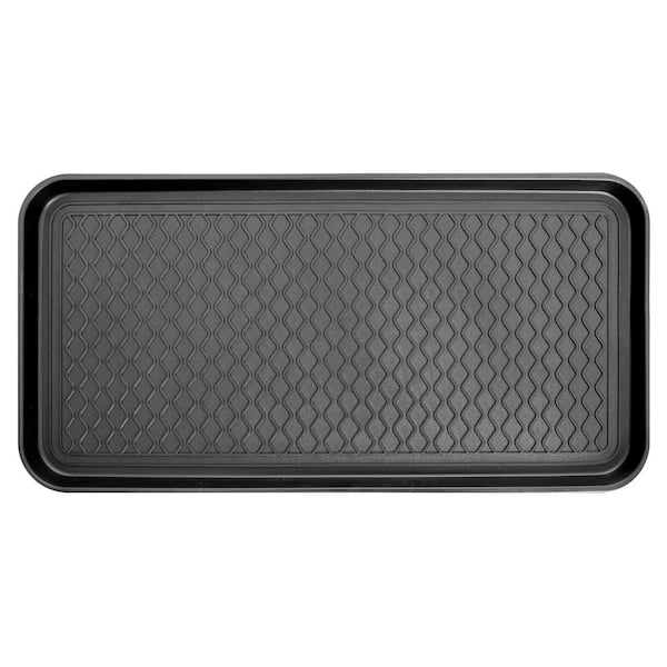 Boot Tray-Water Resistant Plastic Utility Shoe Mat In-Out door  Black 