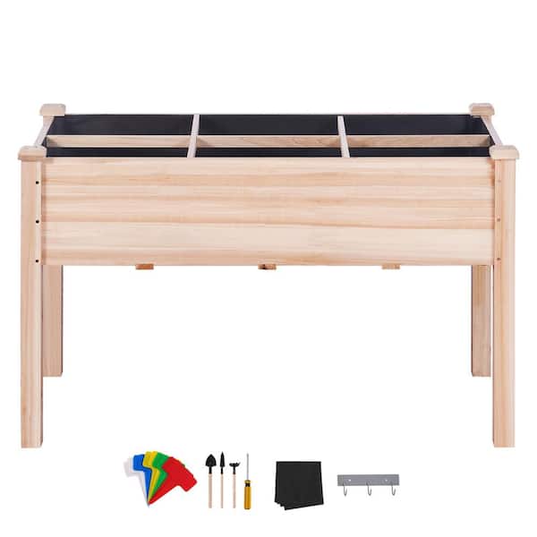3.9 x 1.9 x 2.5 ft. Wooden Raised Garden Bed, Planter Box, Elevated Outdoor Planting Boxes for Growing Burlywood Wood