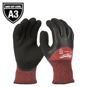 Small Red Latex Level 3 Cut Resistant Insulated Winter Dipped Work Gloves