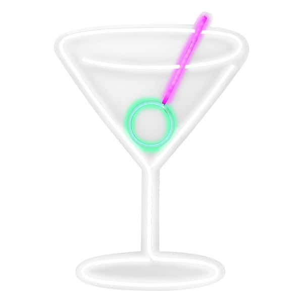 Unbranded "Martini Glass" 1-Piece Unframed with LED Light Neon Sign, Drink Wall Art 15.35 in. x 10.16 in.