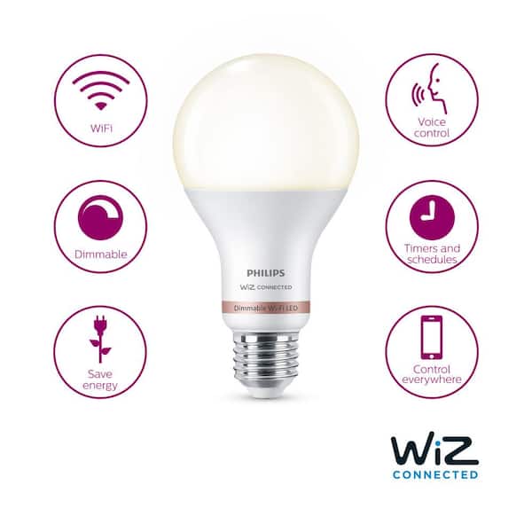 100-Watt Equivalent A21 LED Smart Wi-Fi Light Bulb Soft White (2700K) powered by WiZ with Bluetooth (1-Pack)