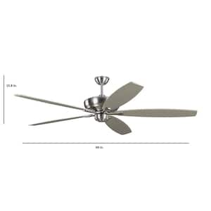 Dover 68 in. Indoor Brushed Steel Ceiling Fan with Reversible Blades and 6-Speed Remote Control