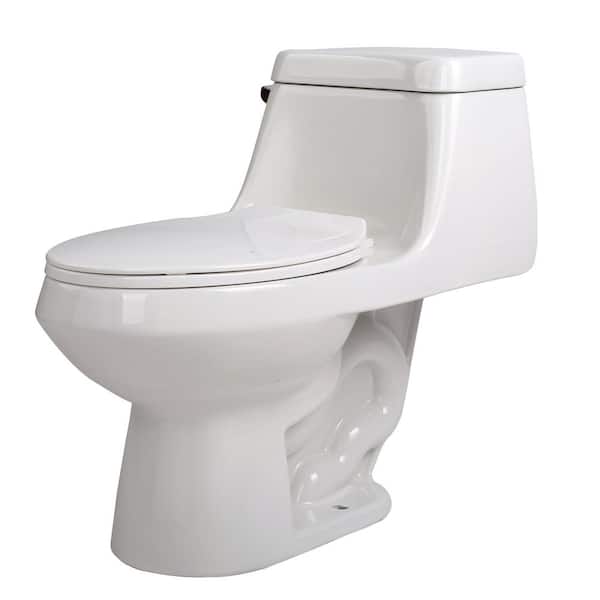 ANZZI Zeus 1-Piece 1.28 GPF Single Flush Elongated Toilet in White