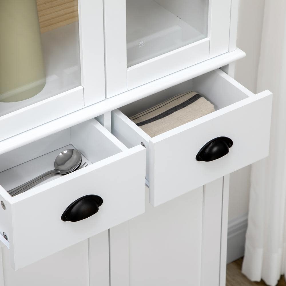 White 61" Freestanding Kitchen Pantry Cabinet with Adjustable Shelves