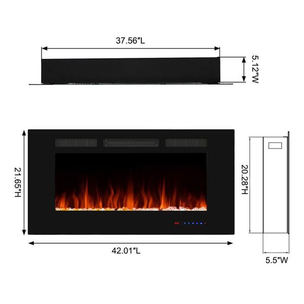 Valuxhome 42 in. 1500W/750W Electric Fireplaces Recessed Fireplace Insert,  Remote, Overheating Protection, Touch Screen, Black EF42-HD - The Home Depot