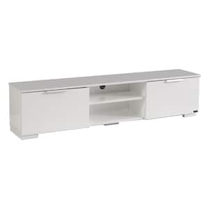 Modern 67 in. Wood White TV Stand with 2 Storage Shelves and 2 Doors Fits TV's up to 70 in.