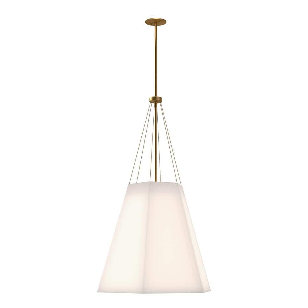 Manila 22 in. 3 Light 40-Watt Aged Gold/White Linen Pendant Light price history on PriceWatchPro
