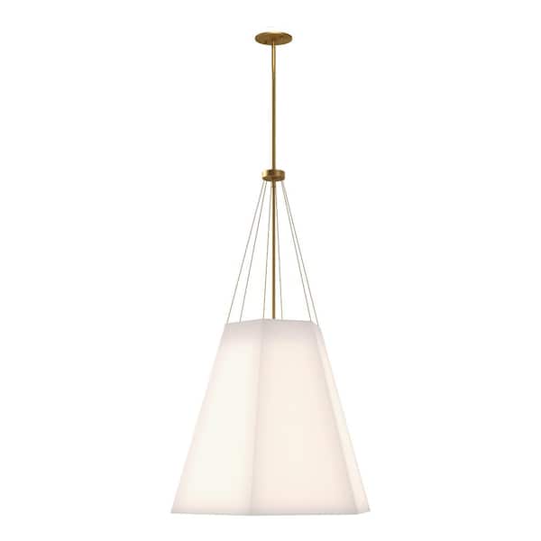 ALORA MOOD Manila 22 in. 3 Light 40-Watt Aged Gold/White Linen Pendant Light